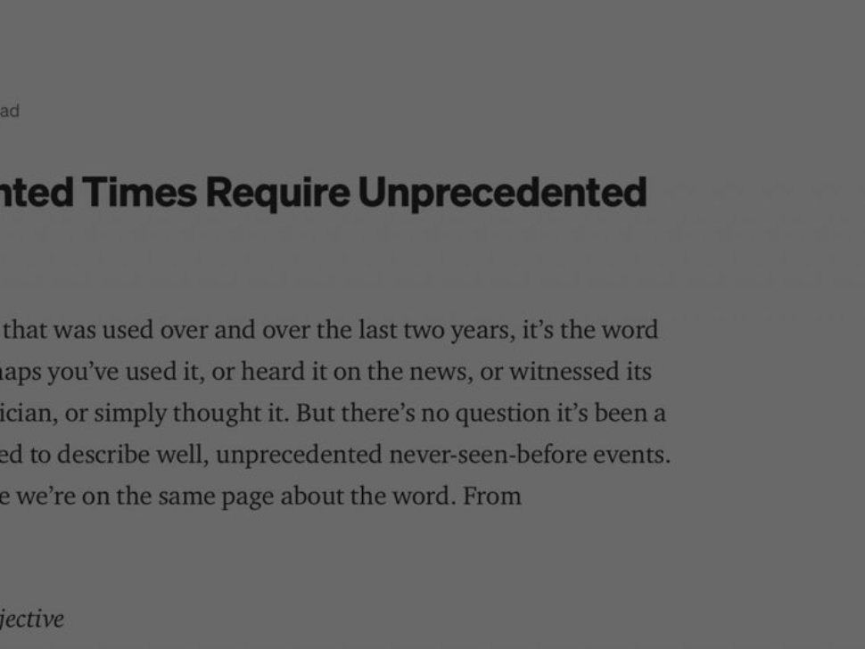 Unprecedented Times Require Unprecedented Action